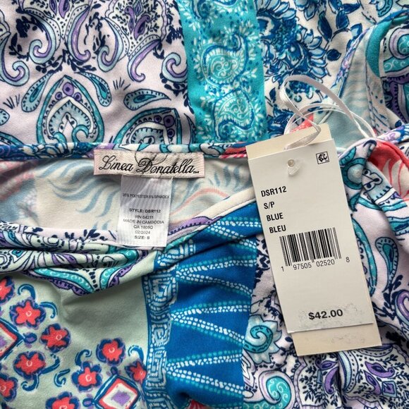 Linea Donatella Women's Blue Printed Sleeveless Chemise / Pajama Dress NWT - Picture 6 of 8